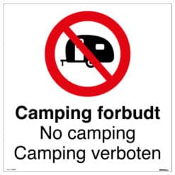 Camping forbudt skilt - No camping, Camping verboten - Ekstraskilt.no