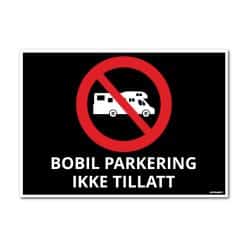 Bobil parkering ikke tillatt skilt - sort