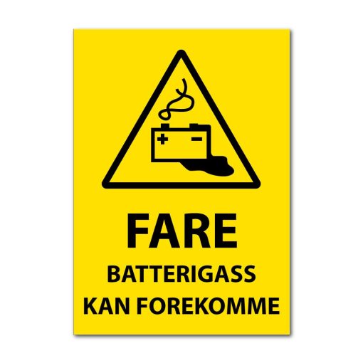 Fareskilt - Batterigass kan forekomme