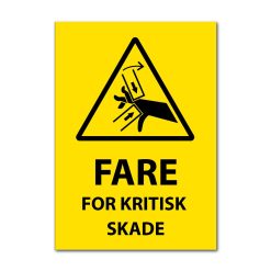 Fareskilt - Fare for kritisk skade