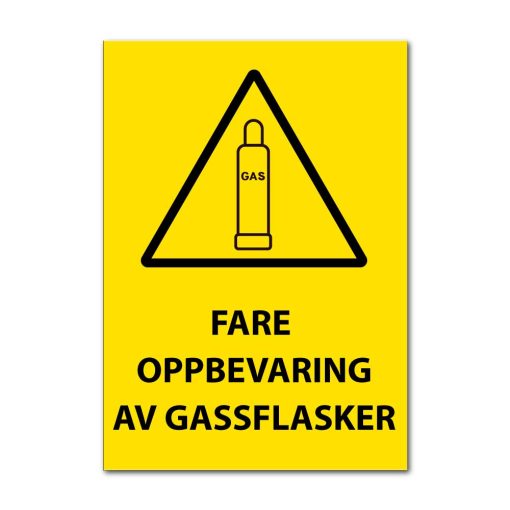 Fareskilt - Fare oppbevaring av gassflasker