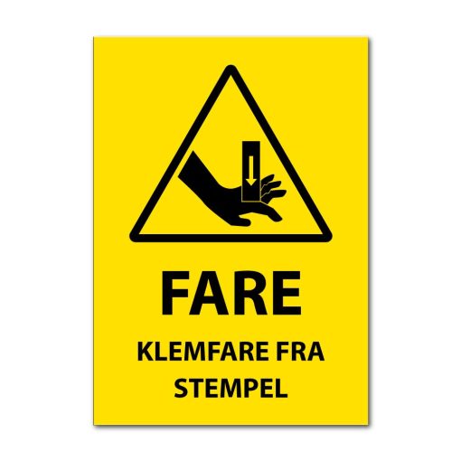 Fareskilt - Klemfare fra stempel