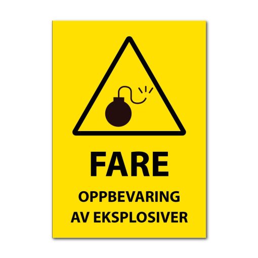 Fareskilt - Oppbevaring av eksplosiver