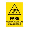 Fareskilt - Vær oppmerksom ved knekking