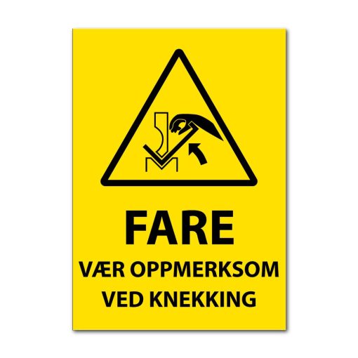 Fareskilt - Vær oppmerksom ved knekking