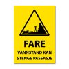 Fareskilt - Vannstand kan stenge passasje