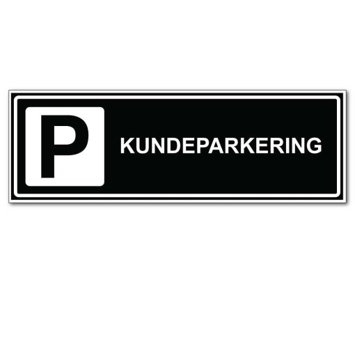 Kundeparkering hvit tekst