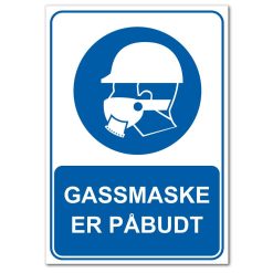 Påbudsskilt - Gassmaske er påbudt