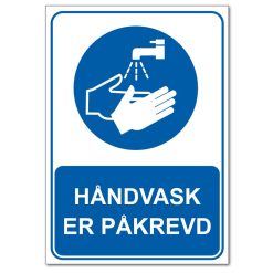 Påbudsskilt - Håndvask er påkrevd