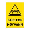 Fareskilt - Fare for høyvann