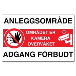 Anleggsområde - adgang forbudt kameraovervåket området