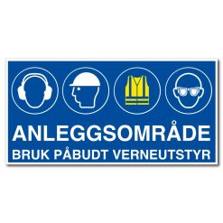 Anleggsområde - bruk påbudt verneutstyr