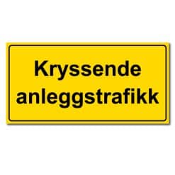 Byggeplass skilt - Kryssende anleggstrafikk