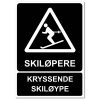 Skiløpere - Kryssende Skiløype skilt