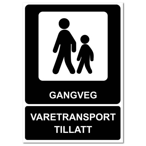 Gangveg skilt - Varetransport tillatt