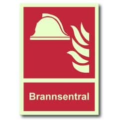 Etterlysende brannskilt - Brannsentral m/ tekst