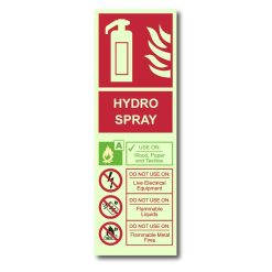 Etterlysende - slukkeskilt med ikoner og instrukser - HYDRO SPRAY