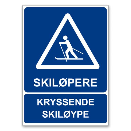 Skiløpere - Kryssende Skiløype skilt v2